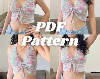 Dahlia Two-way Crochet Halter Top Written Pattern - Beginner friendly