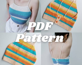 Iris Halter Top Two-Way Backless Written Crochet Pattern - Beginner-Friendly