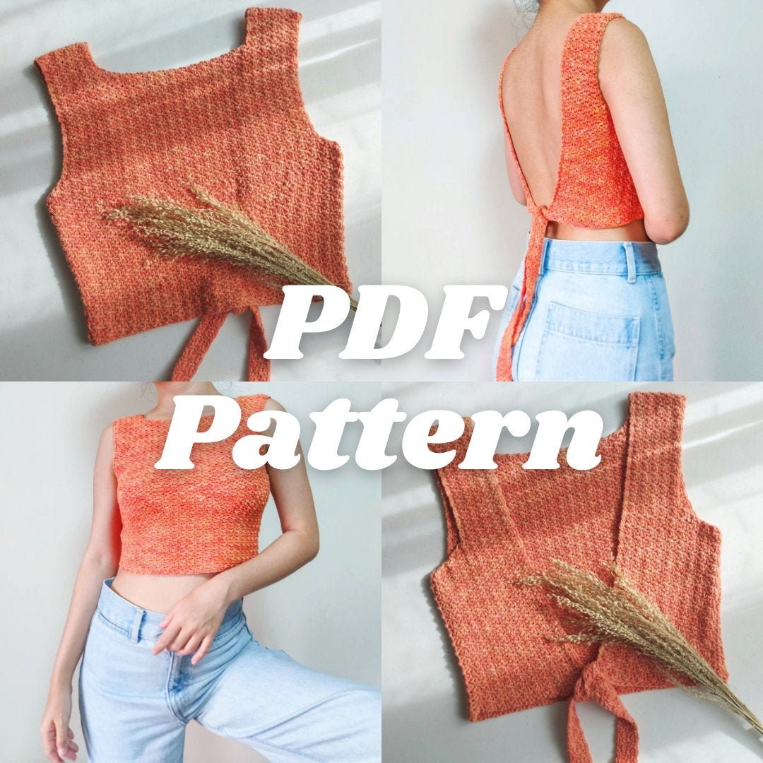 Ivy Open Back Textured Top Written Crochet Pattern 