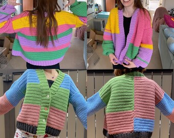Crochet Colorblock Cardigan Written 