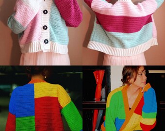 Crochet Colorblock Cardigan Written 