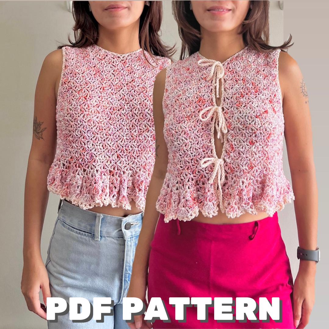 40 Crochet Blouse Patterns with Lace, Wraps, and Granny Squares 37 Magnolia Crochet Top Pattern: Reversible Tie-Front Blouse