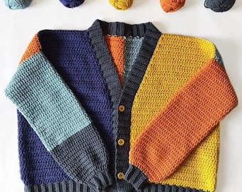 Crochet Colorblock Cardigan Written Crochet Pattern - Beginner-Friendly / size-inclusive