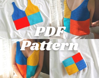 Aster Colorblock Basic Crochet Tank Top Written Pattern - Beginner-friendly