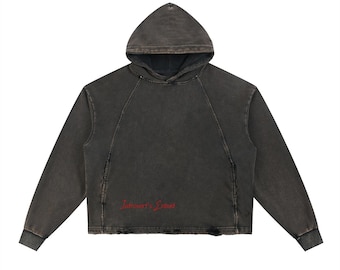 I.E. Vintage Washed Frayed-Hem Hoodie
