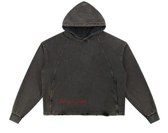 Vintage Washed Frayed-Hem Hoodie