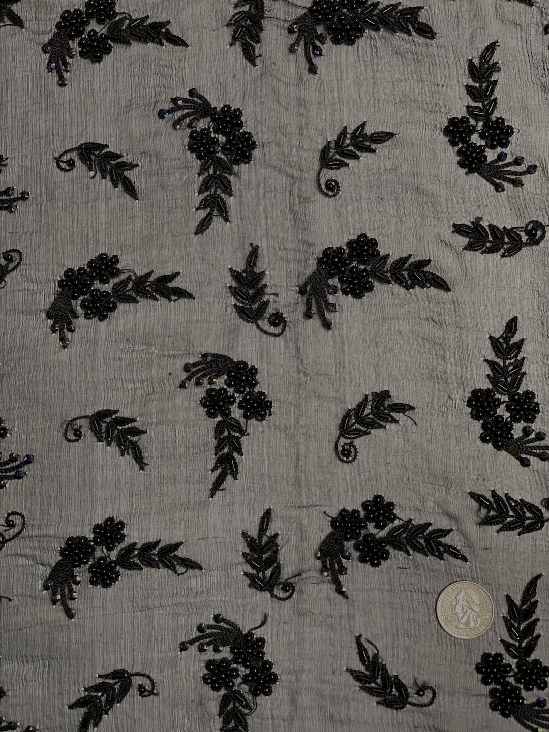 Air Blue Sequin & Beads on Silk Chiffon JEC-200-02