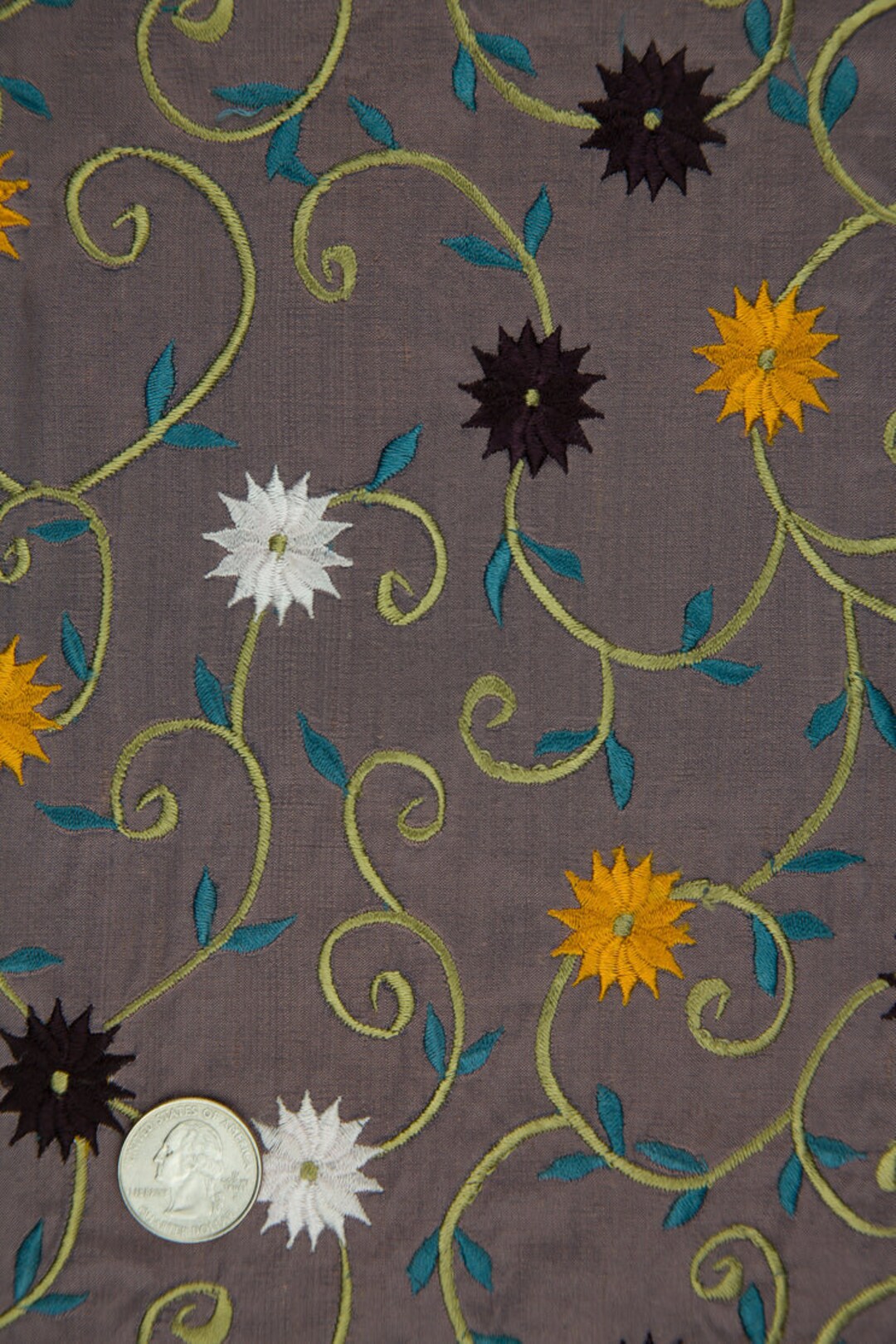 Embroidered Dupioni Silk MED-102/3 Fabric main image 0