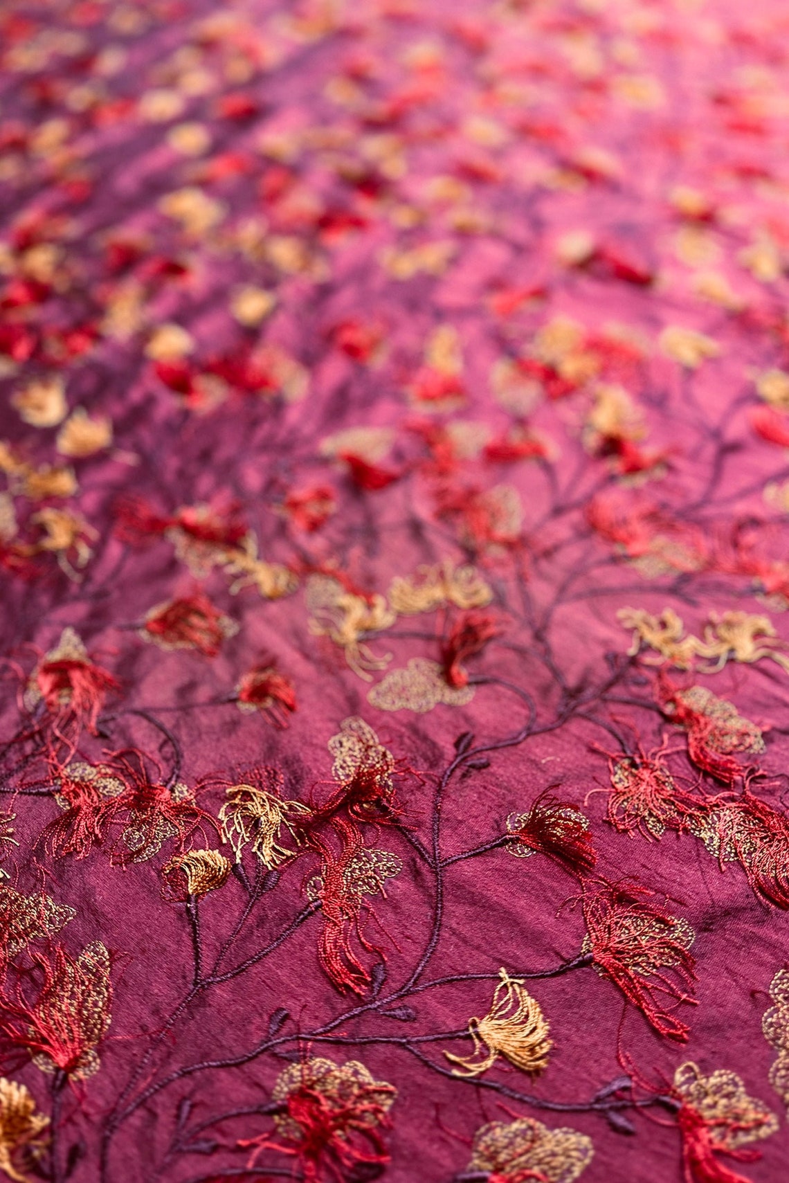 Gold Embroidered Dupioni Silk main image 1