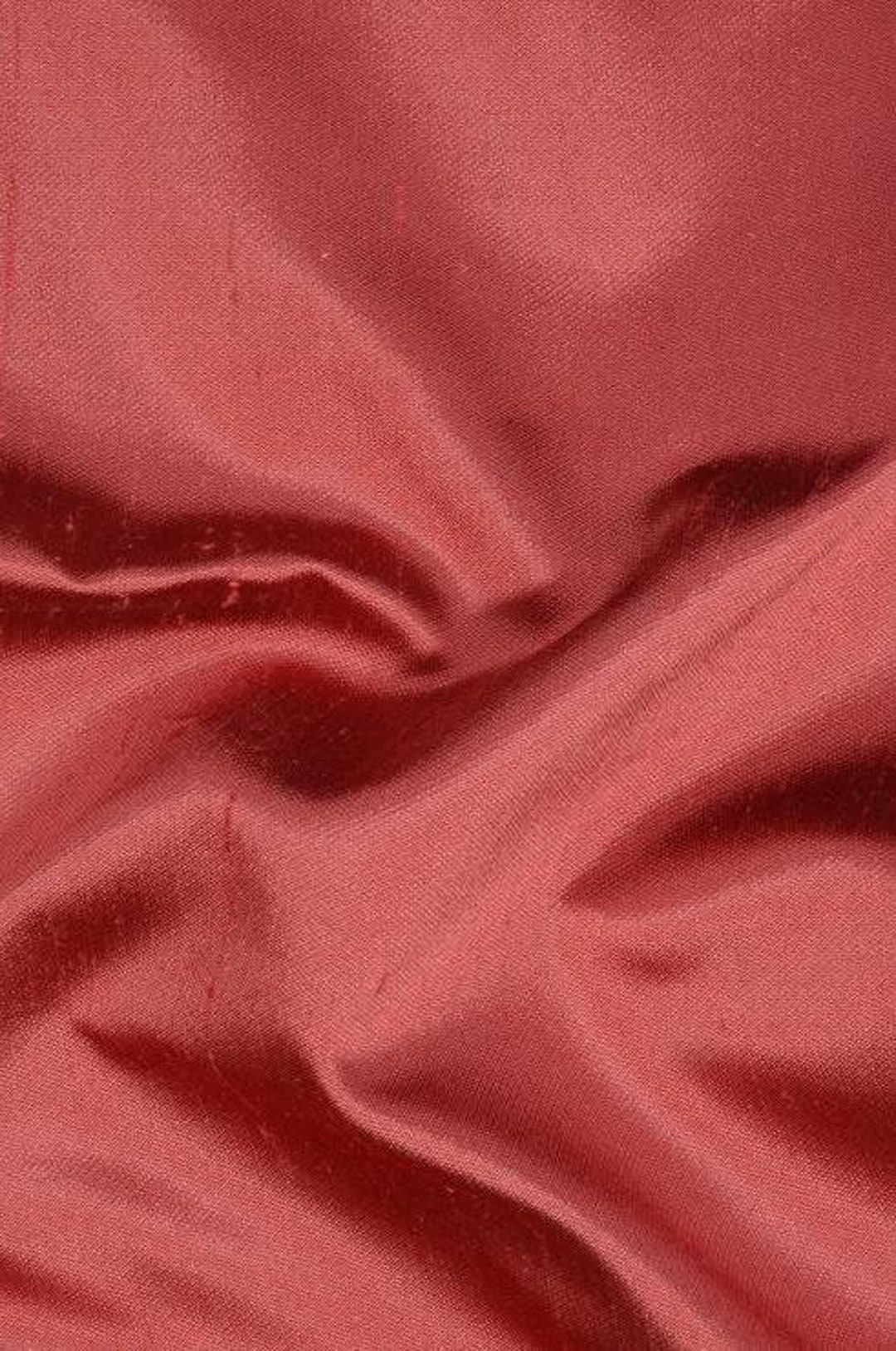 Deep Coral Pink Metallic Shantung Silk Fabric