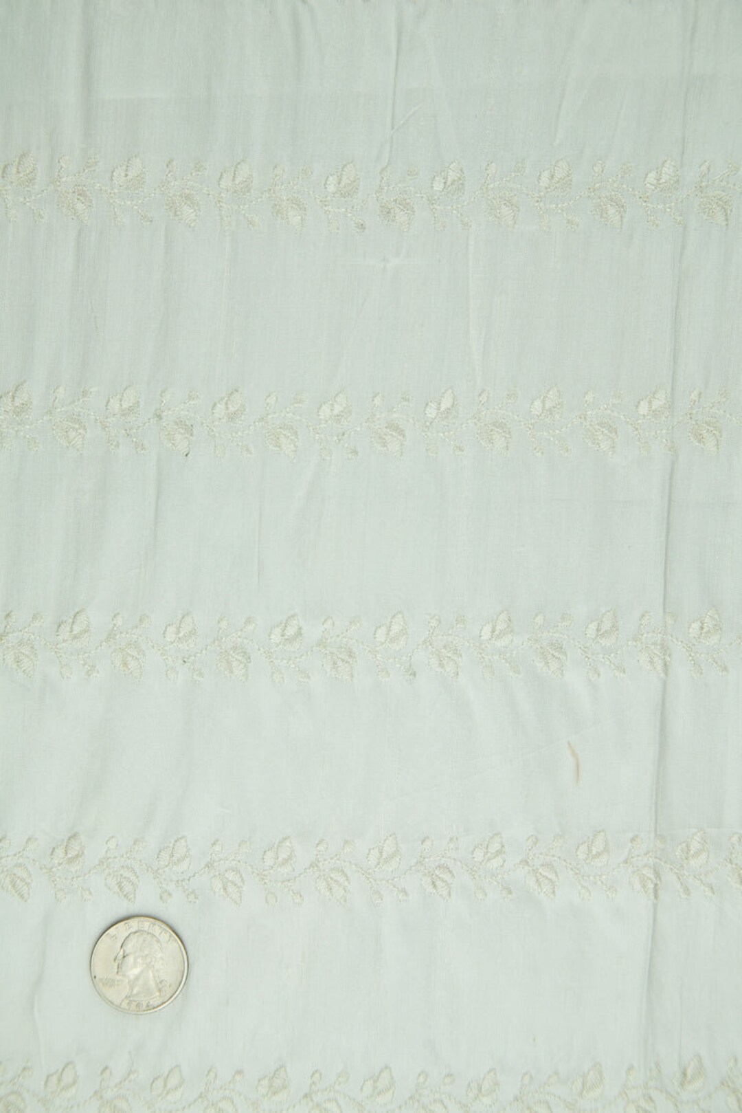 Ivory Embroidered Dupioni Silk MED-209/01 main image 1
