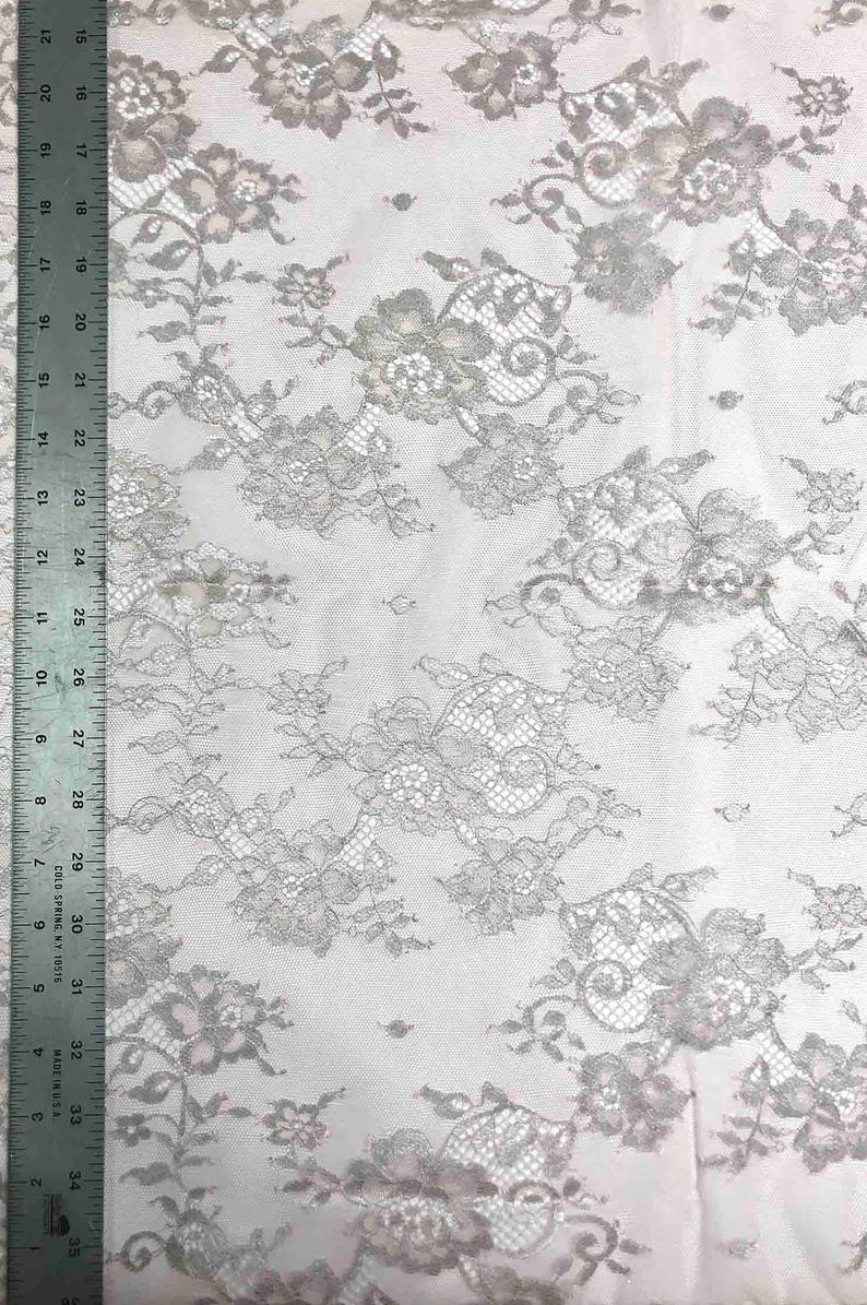 Aqua Blue/ Metallic Silver French Plain Lace FLP-001/16 Fabric