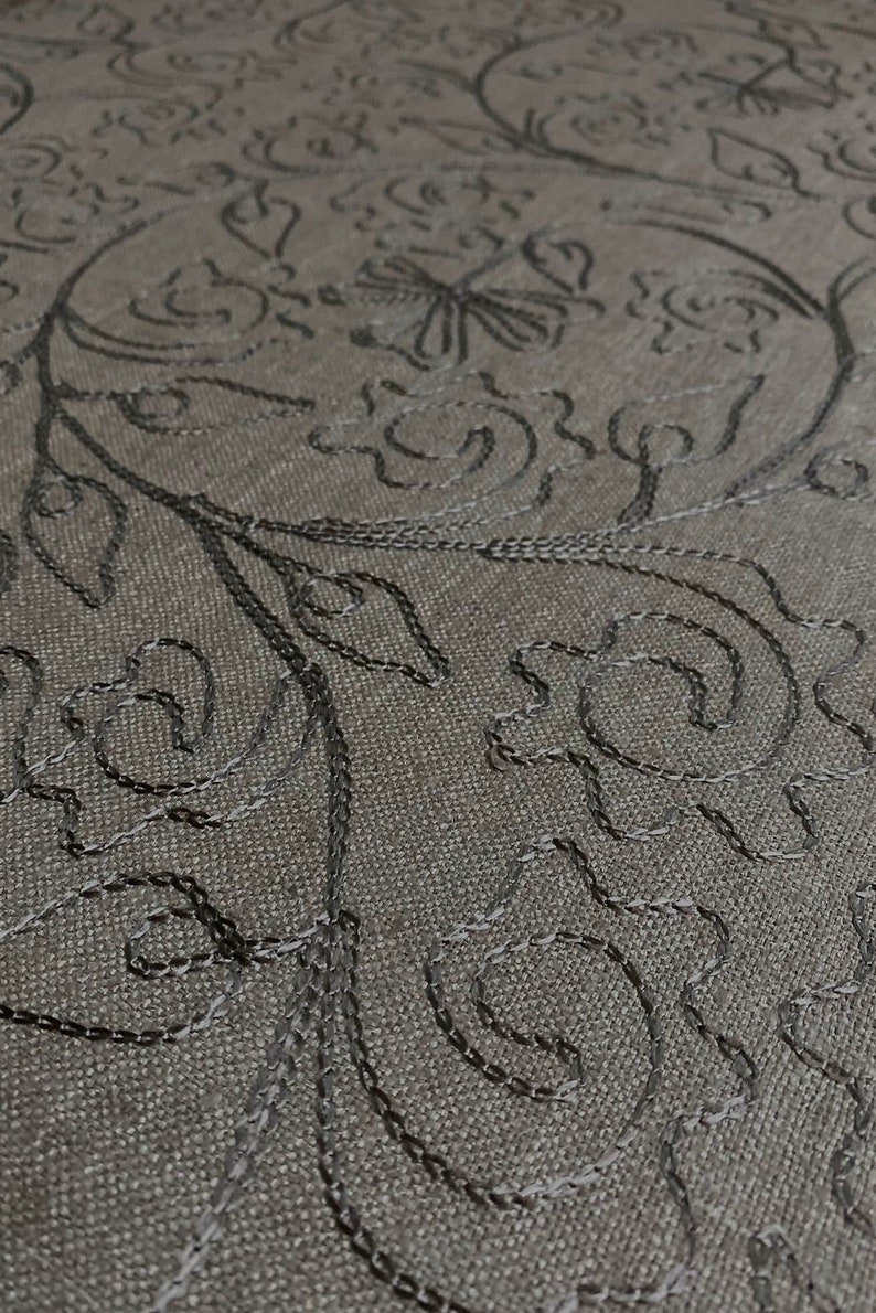 Blue Embroidered Silk Linen MEMT-018-42 main image 1