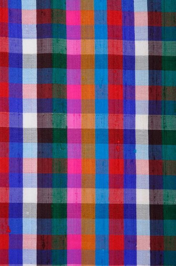 Blue Check 143 Plaid Silk Shantung main image 1