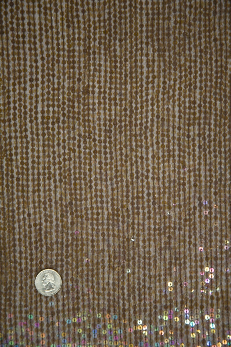 Light Brown Sequins & Beads on Chiffon JEC-132-42 Fabric