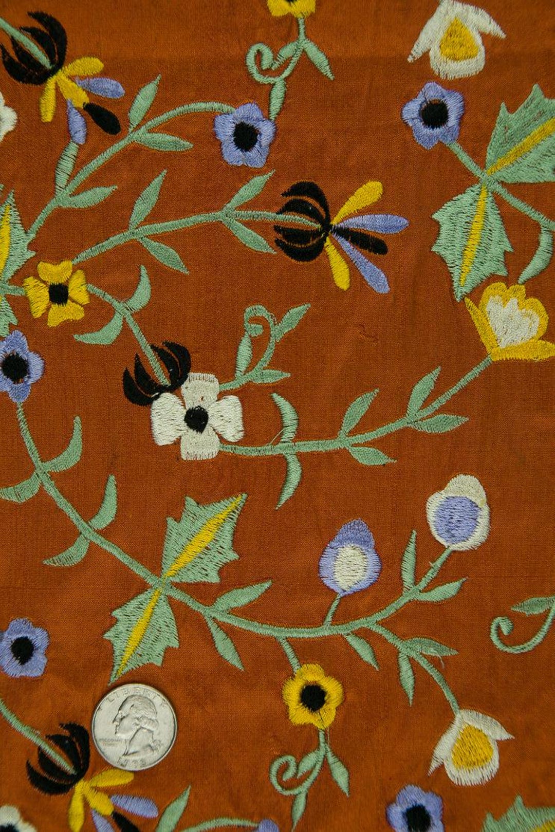 Embroidered Dupioni Silk MED-143/3 Fabric