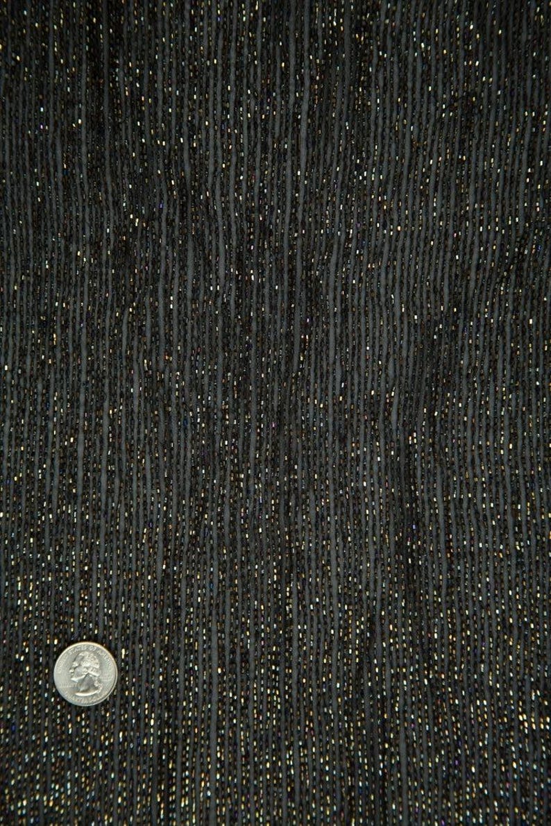 Silver Micro Bugle Beads on Silk Georgette Fabric