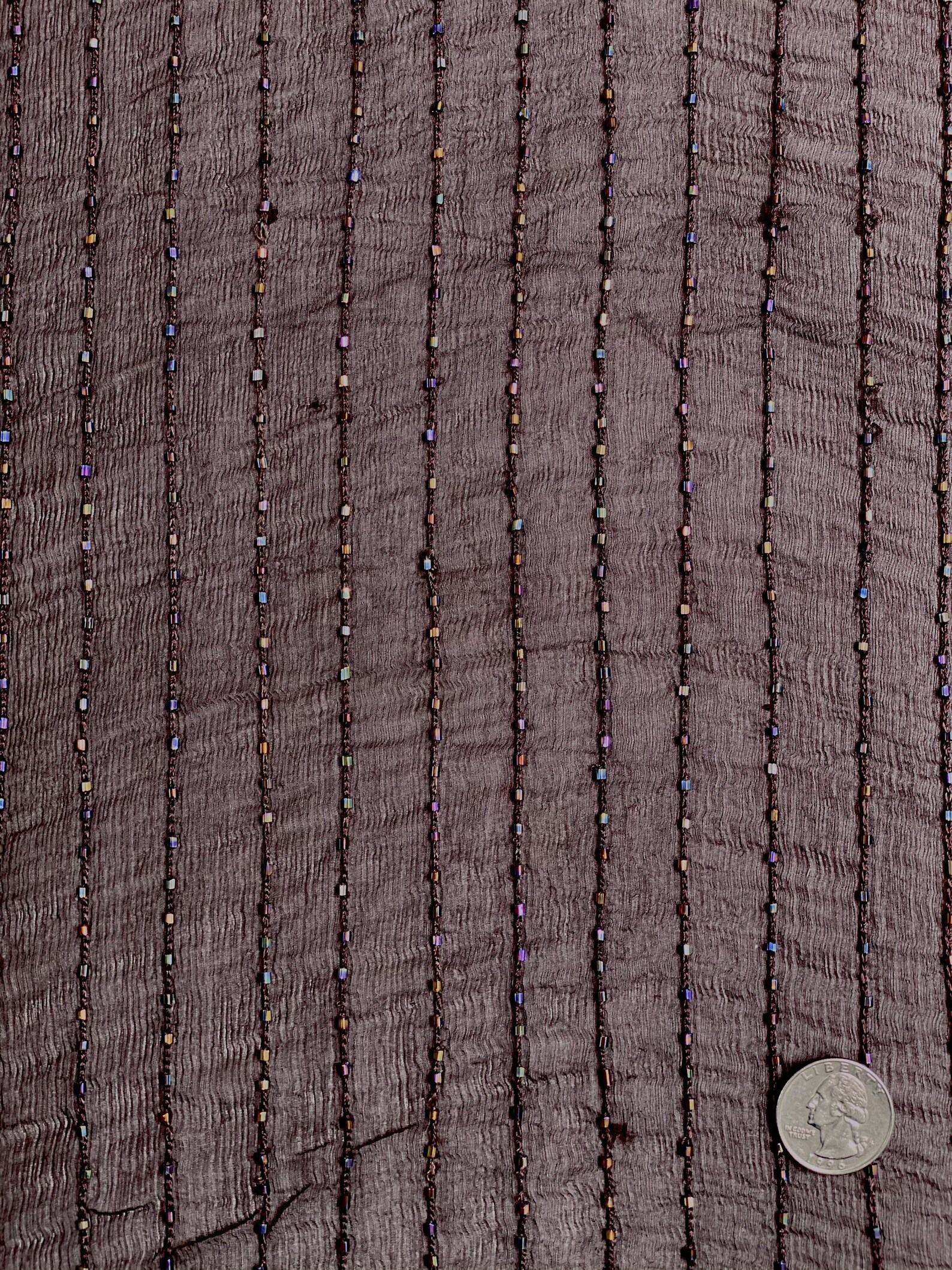 Black Sequin & Beads on Silk Chiffon JEC-186 main image 1