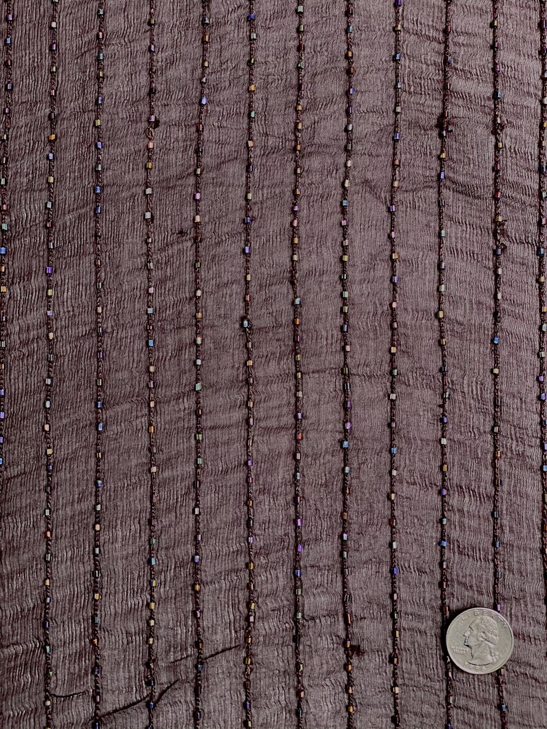 Shiny Black Sequin & Beads on Silk Chiffon JEC-198-13