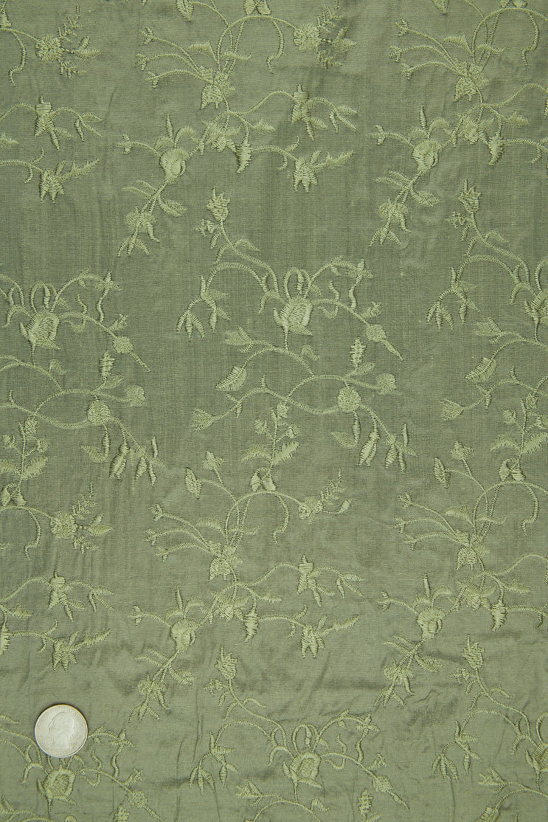 Embroidered Dupioni Silk MED-157 Fabric
