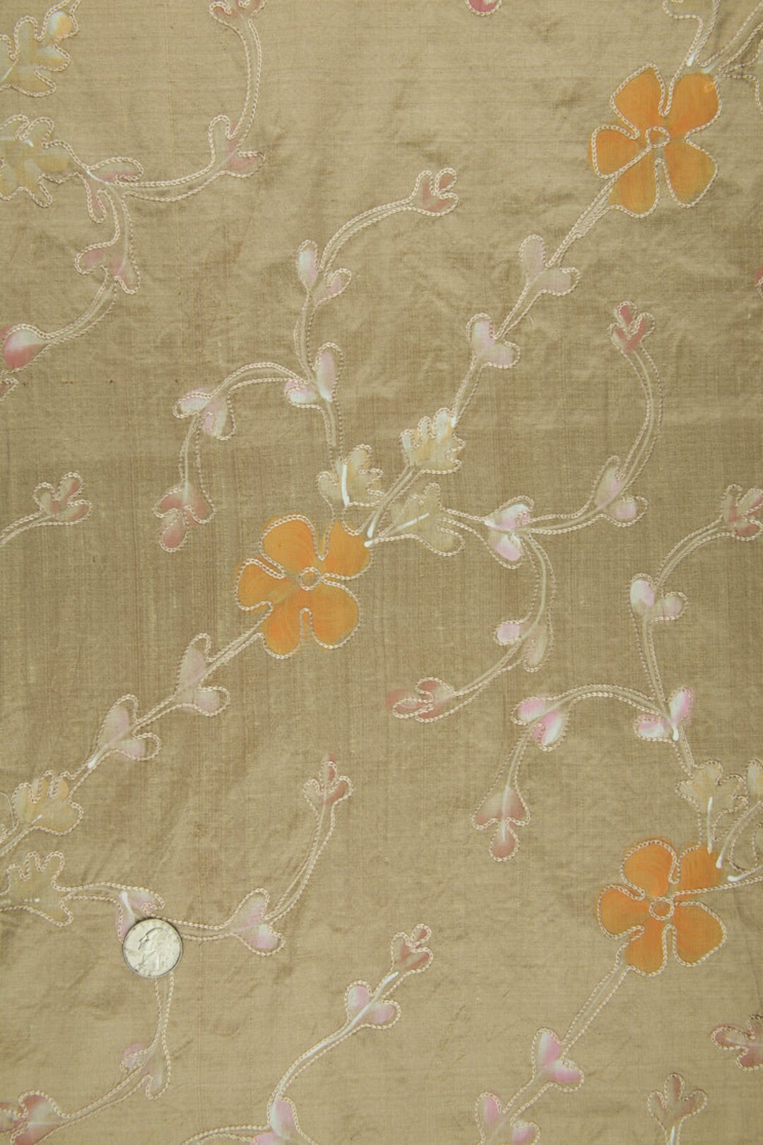 Embroidered Dupioni Silk MED-099/15 Fabric