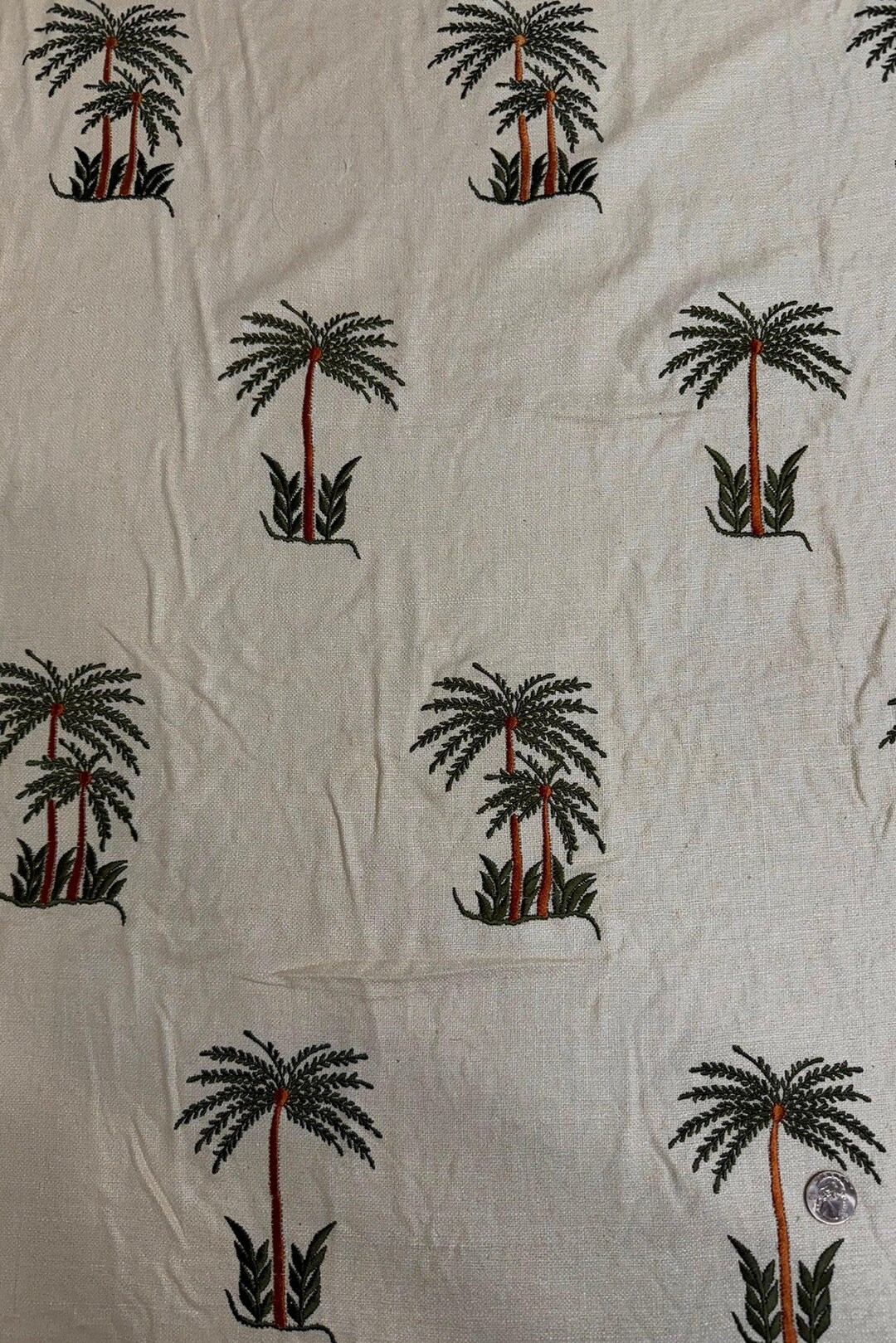 Sienna Brown Embroidered Silk Linen MEMT-026 main image 1