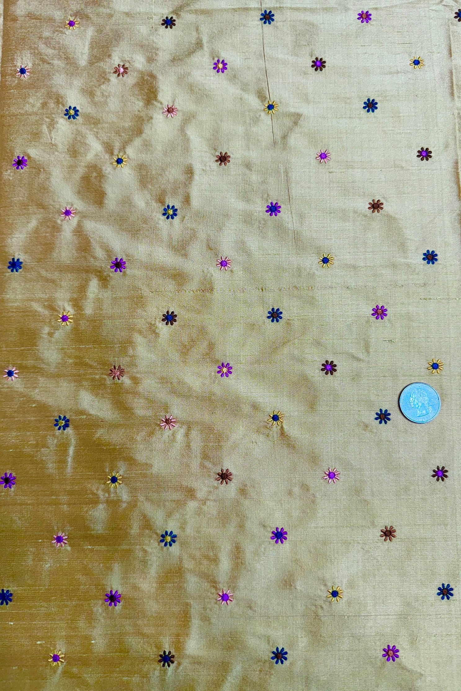 Chutney/Gold Embroidered Dupioni Silk