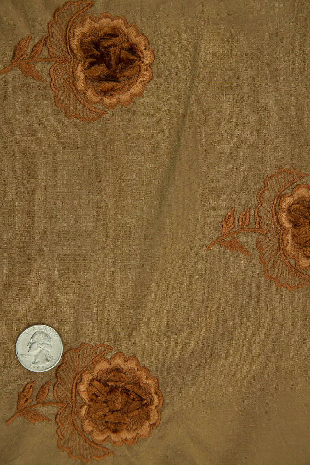 Black/Multicolor Embroidered Dupioni Silk MED-211/01 main image 0