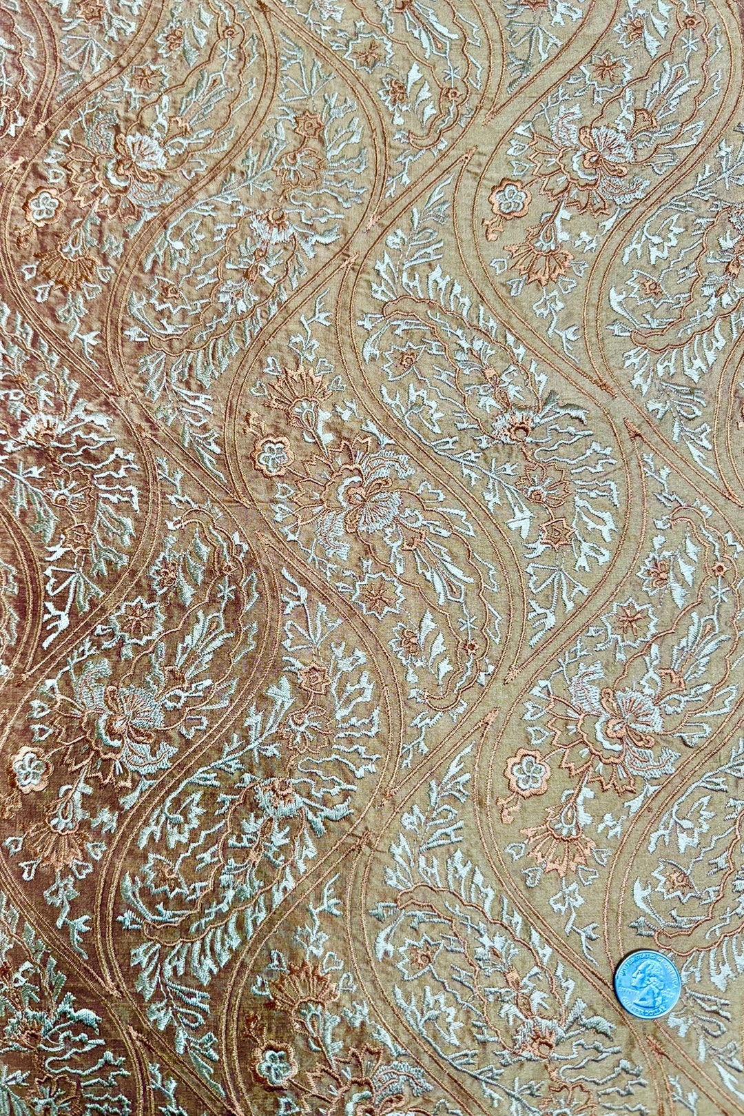 Honey Gold/Multicolor Embroidered Dupioni Silk main image 1