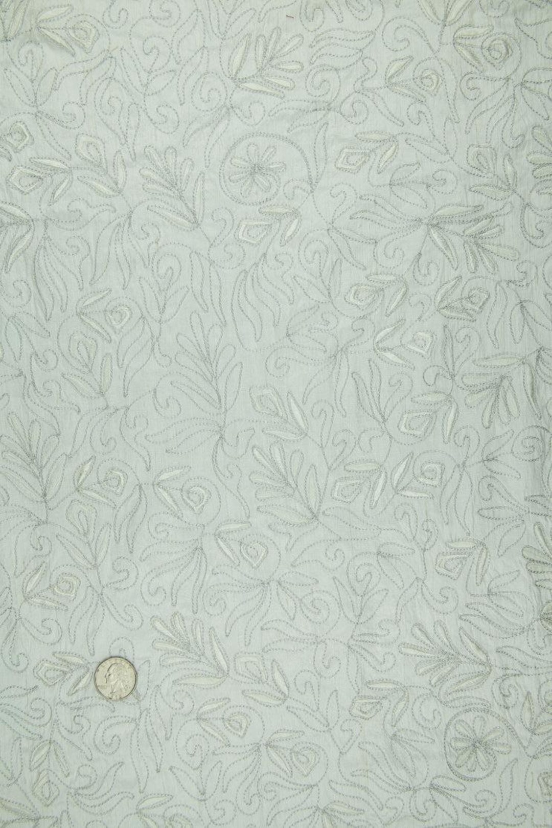Embroidered Dupioni Silk MED-059 Fabric