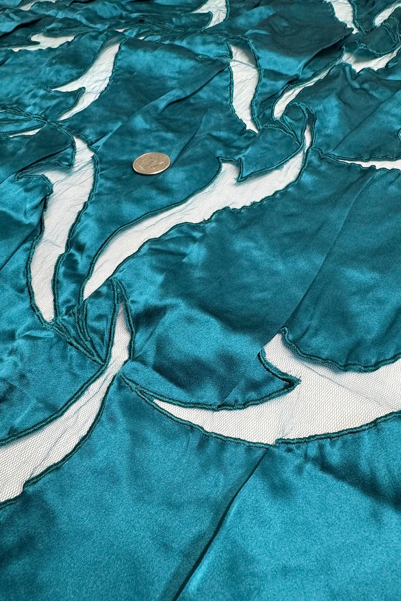 Aqua Crepe Cut on Tulle Embroidered Dupioni Silk - Etsy