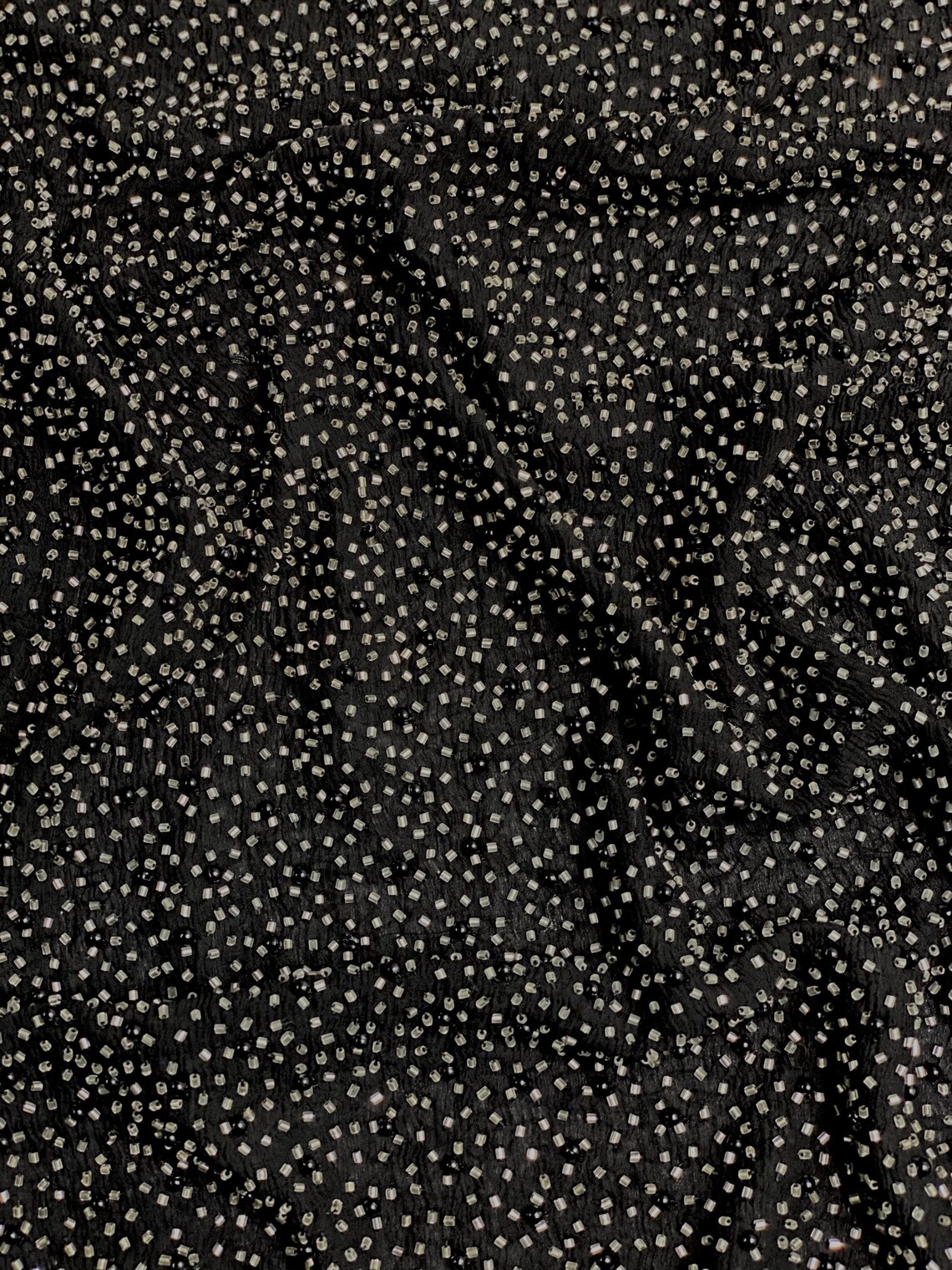 Black Sequin & Beads On Chiffon JEC-069-1 Fabric main image 1