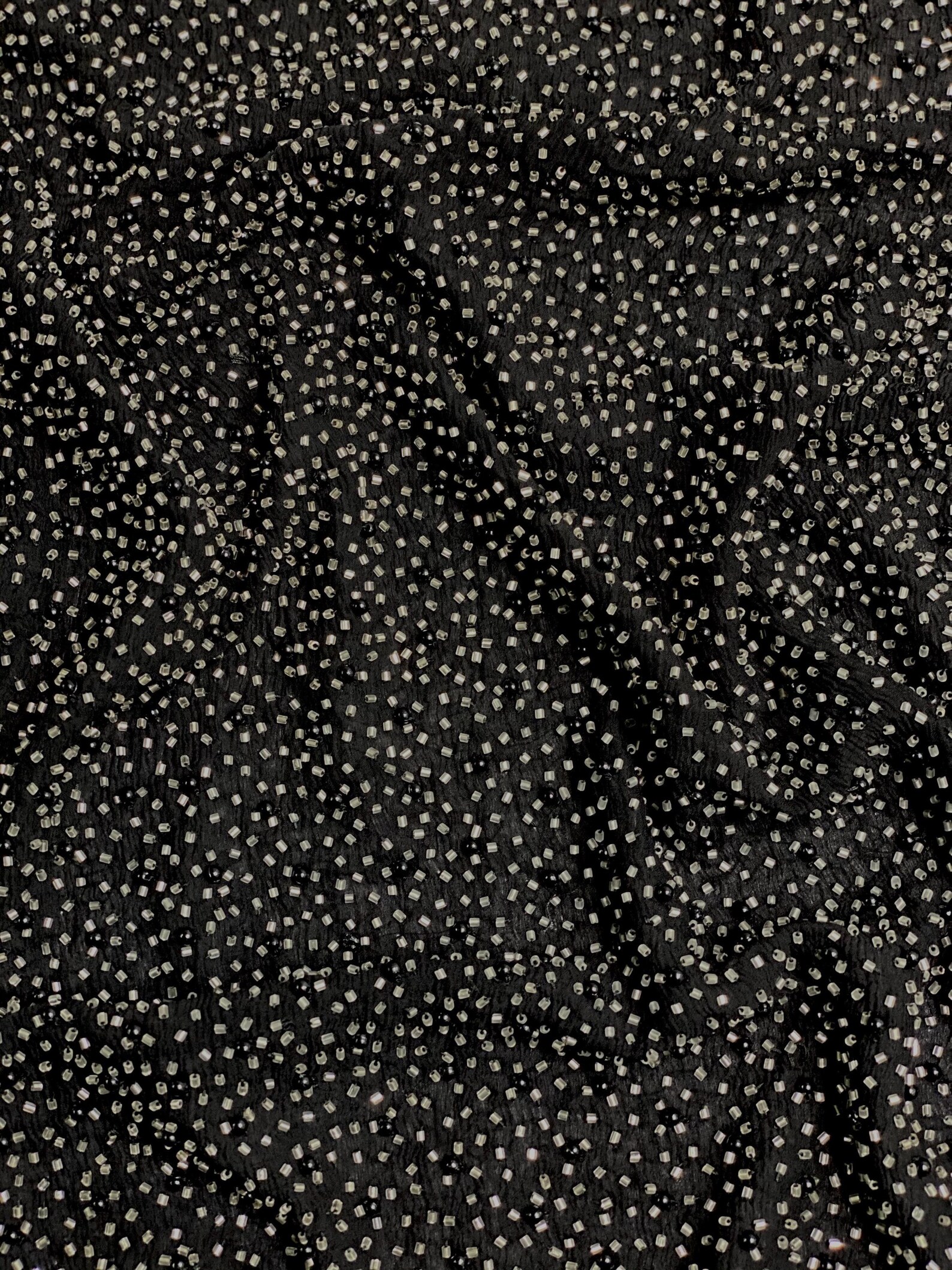 Beige Sequin & Beads on Silk Chiffon JEC-200-26