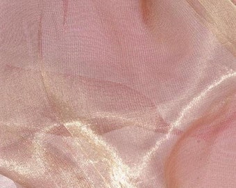 Pink Gold Metallic Organza Fabric