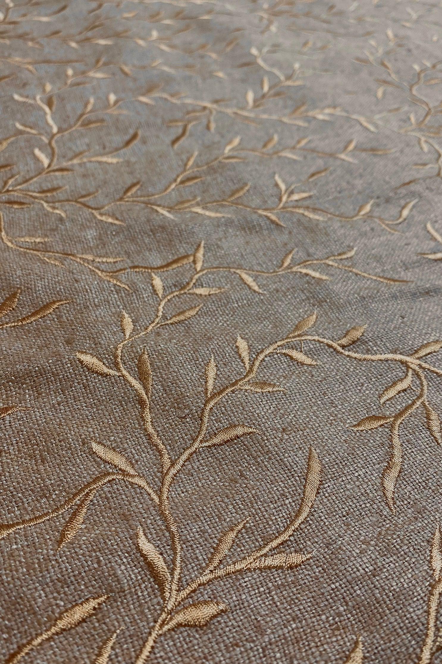 Sage Green Embroidered Silk Linen MEMT-020-010 main image 1