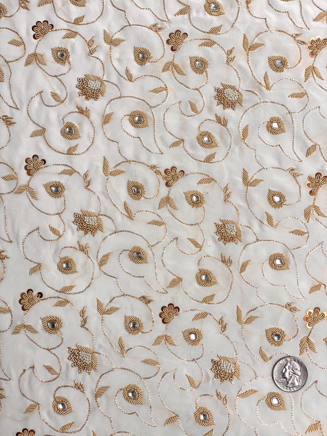 Rose Wine Sequin & Beads on Silk Chiffon JEC-184-25