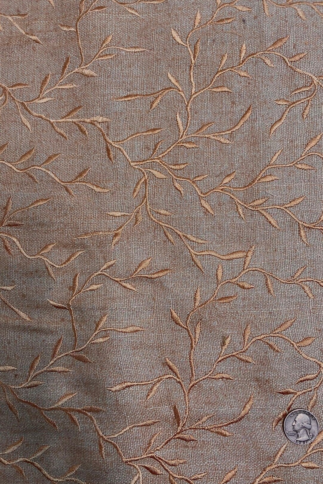 Rose Dawn Embroidered Silk Linen MEMT-018-28 main image 1