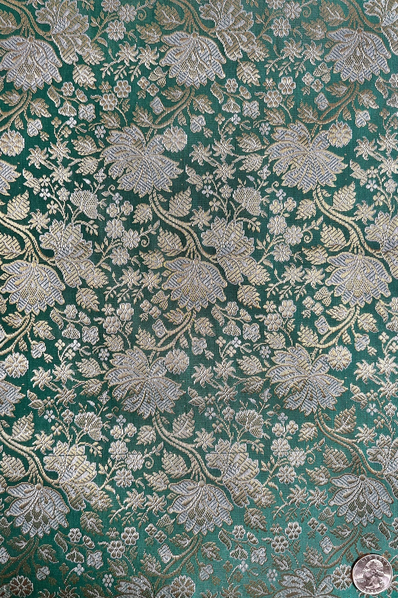 Carmine/Silver/Gold JV-1647/2 Silk Brocade
