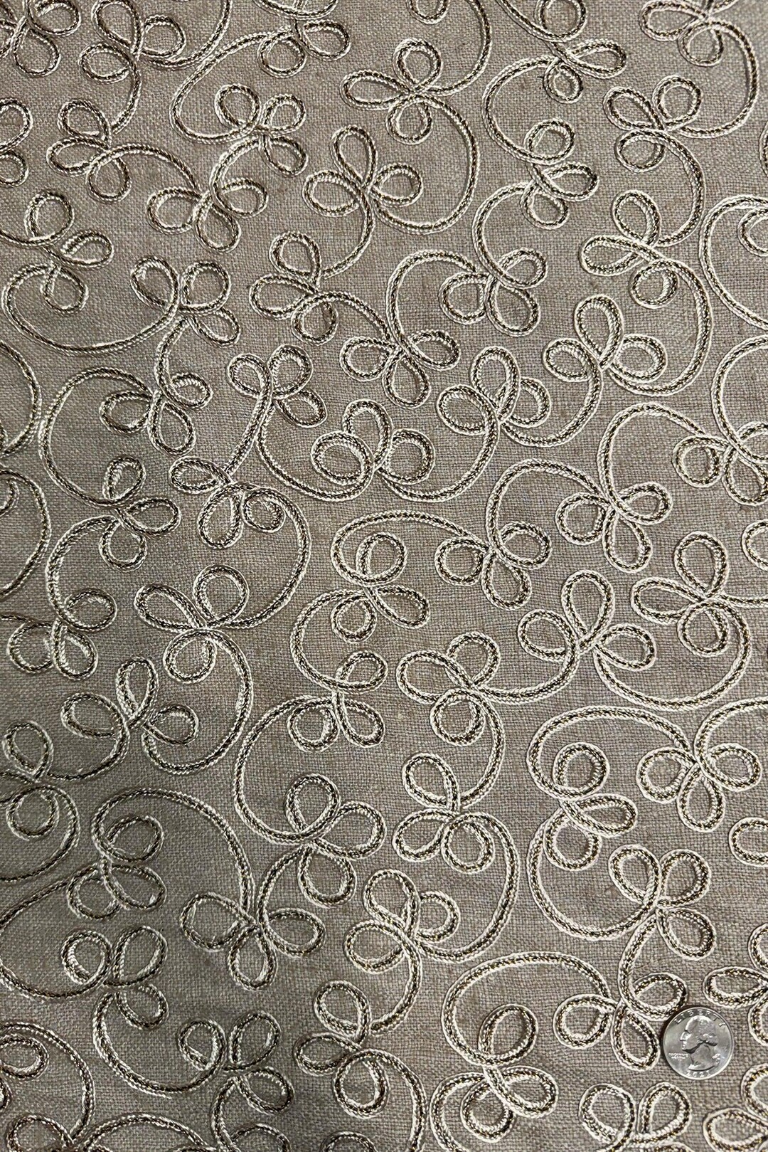 Aqua Embroidered Silk Linen MEMT-026-03 main image 1