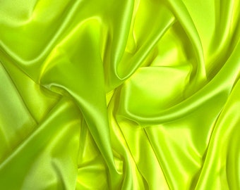 Neon Yellow Green Charmeuse Silk Fabric