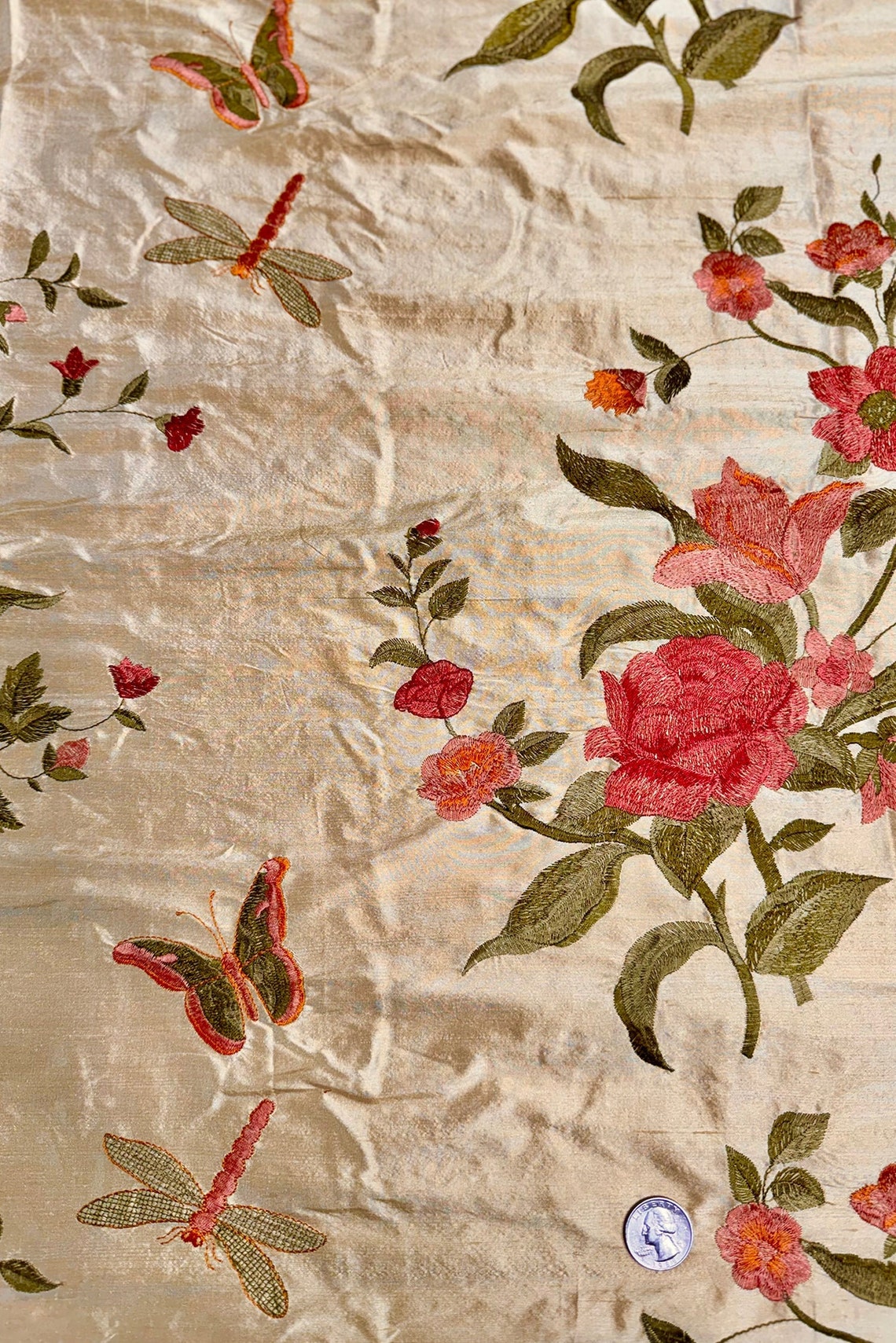 Multicolor Embroidered Dupioni Silk MED-387/1 main image 1