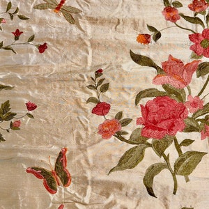 Coral Almond/Multicolor Embroidered Dupioni Silk main image 1