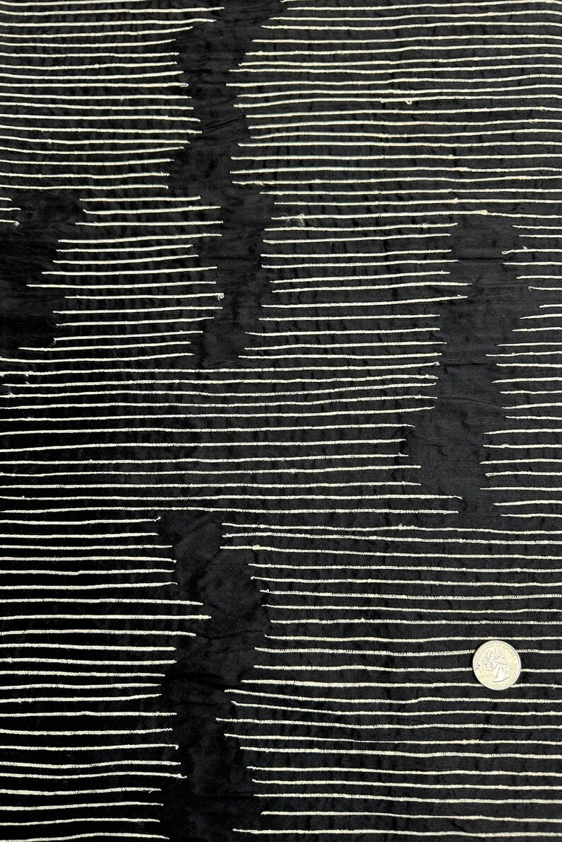 White/Black Embrodiered Silk Dupioni