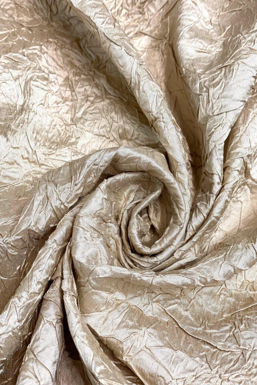 Cream Marble Crushed Silk Dupion Fabric