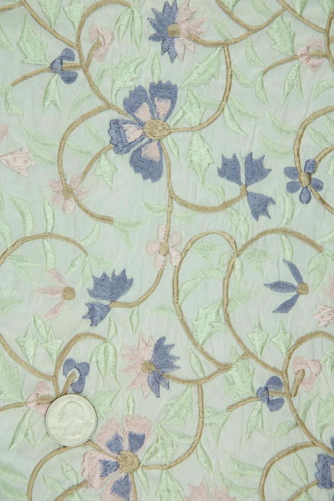 Embroidered Dupioni Silk MED-119/17 Fabric