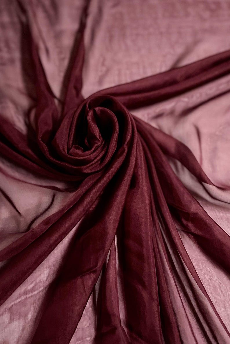 Red Wine Silk Chiffon Petal 601 Fabric main image 0