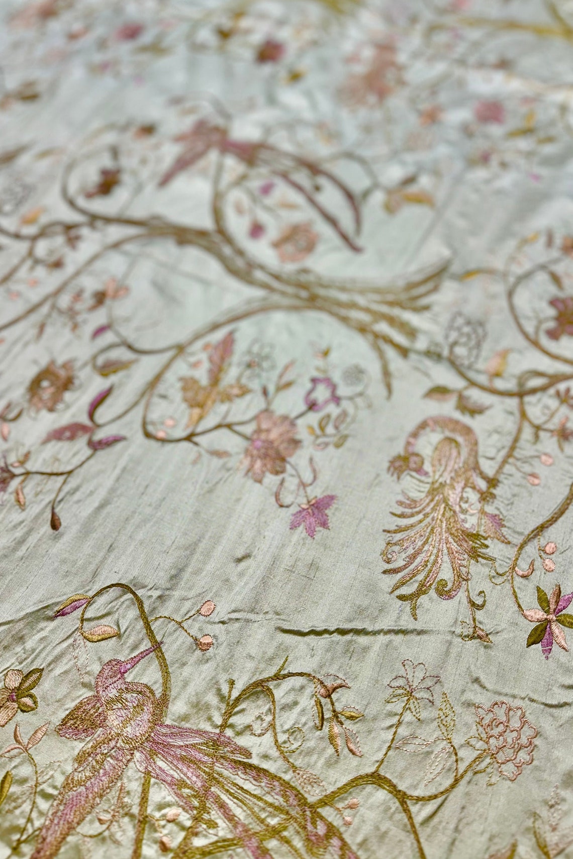 Multicolor Embroidered Dupioni Silk MED-336/3