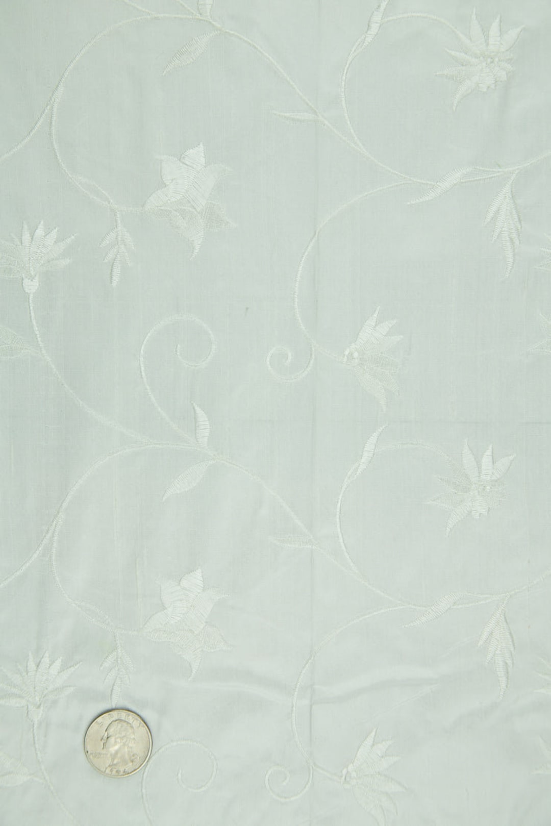 Embroidered Dupioni Silk MED-186 Fabric
