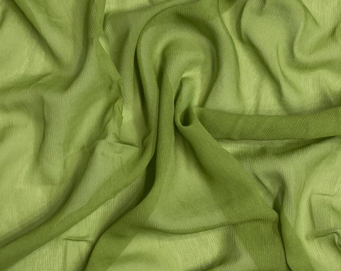 Green Eyes Silk Heavy Crinkled Chiffon HCD-040 Fabric main image 1