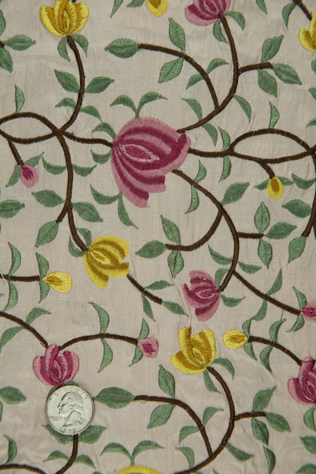 Embroidered Dupioni Silk MED-090-12 Fabric